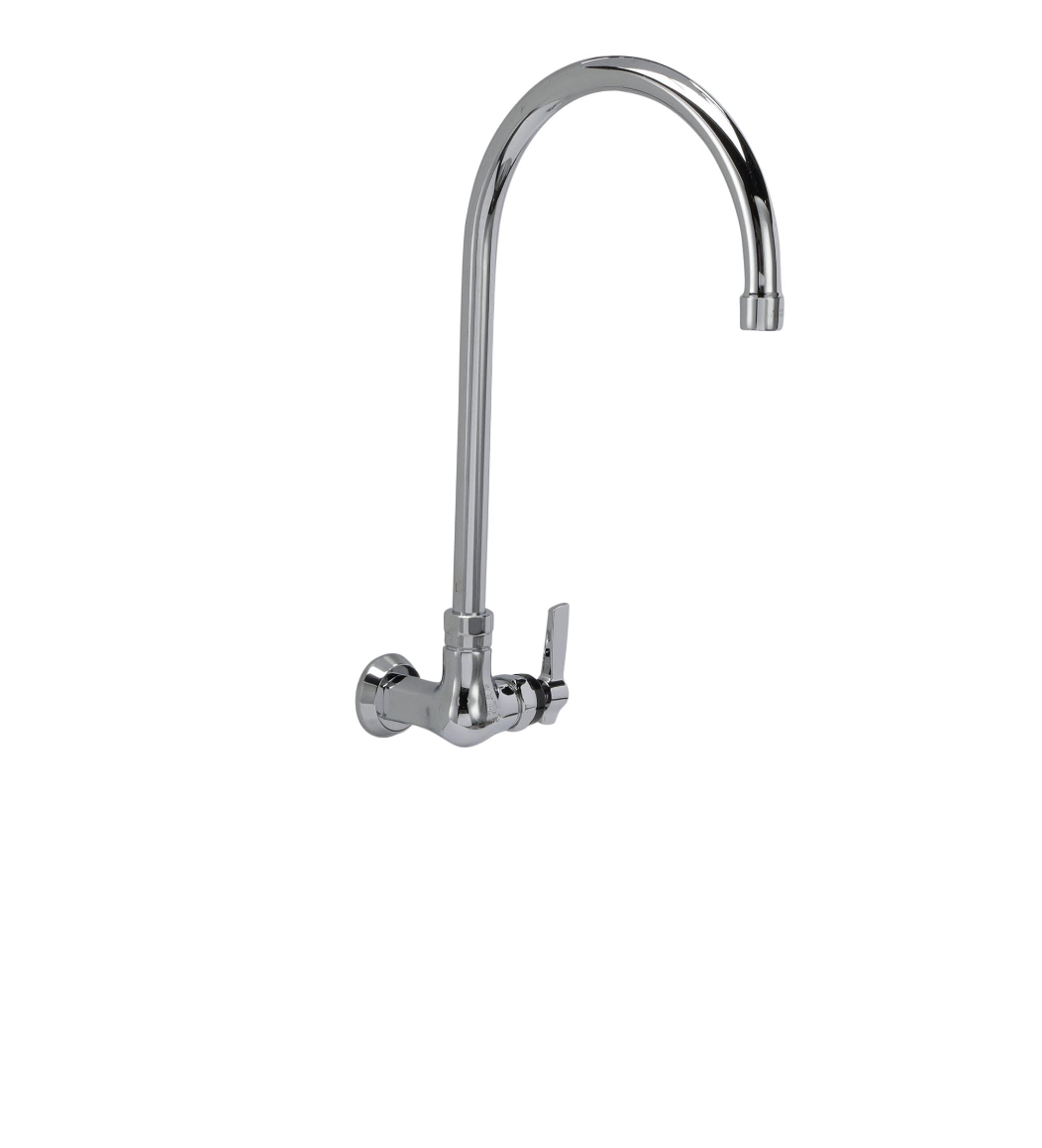 Encore® Brass Chrome Plated Single Wall Mount Faucet with 8-1/2" Swivel Gooseneck Spout