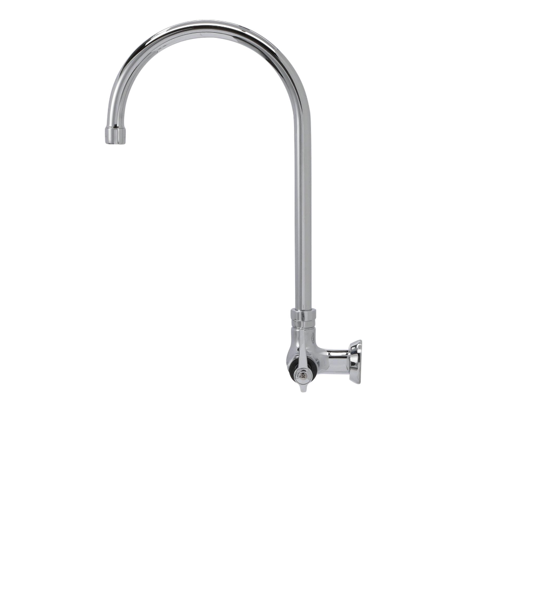 Encore® Brass Chrome Plated Single Wall Mount Faucet with 8-1/2" Swivel Gooseneck Spout