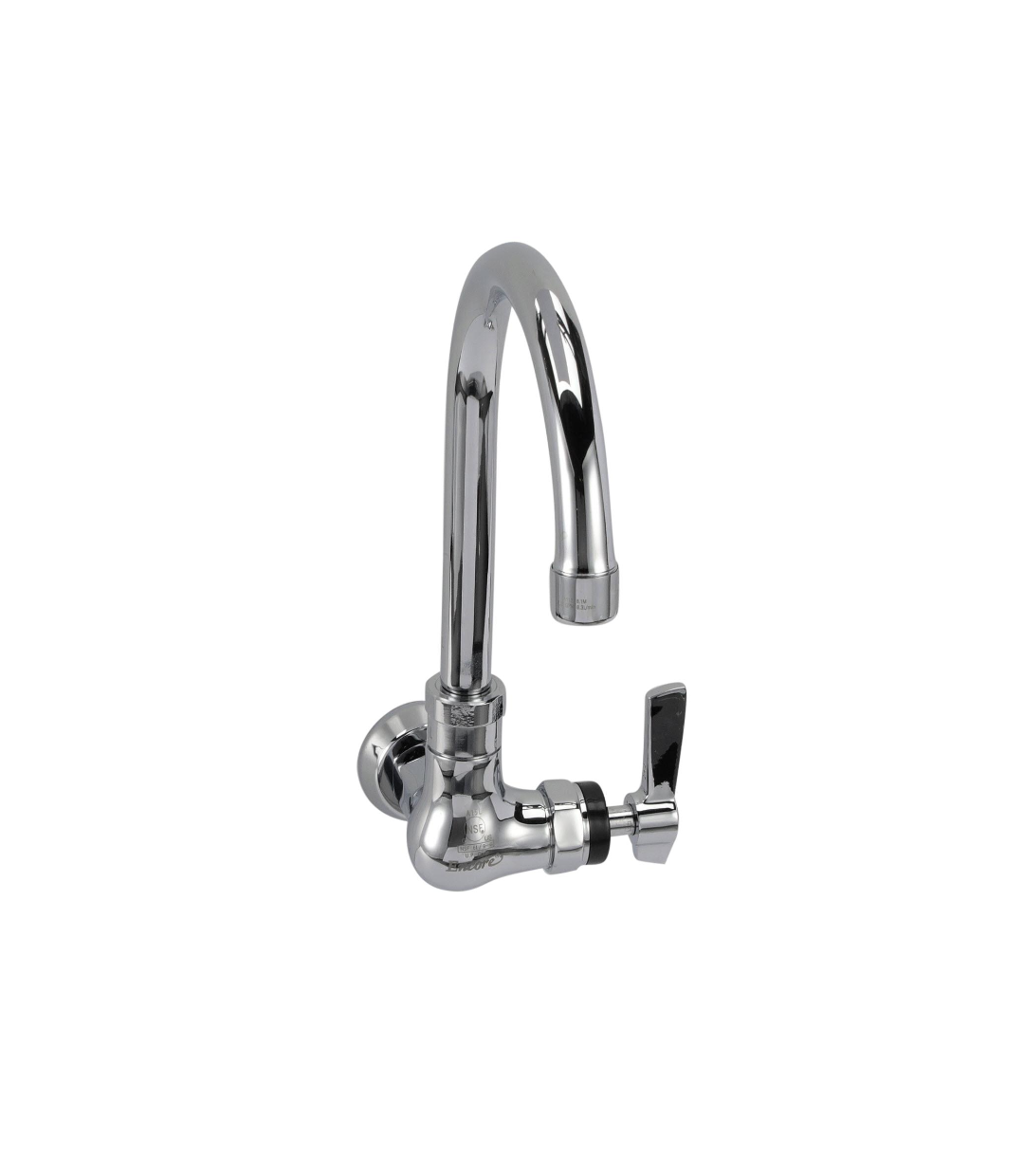 Encore® Brass Chrome Plated Single Wall Mount Faucet with 6" Rigid Gooseneck Spout