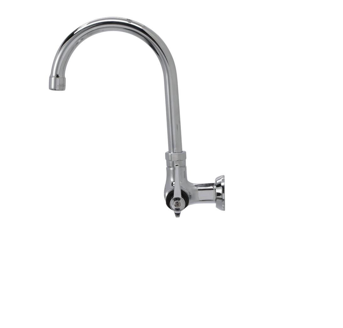 Encore® Brass Chrome Plated Single Wall Mount Faucet Ceramic Valves with 6" Swivel Gooseneck Spout