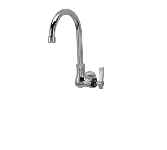Encore® Brass Chrome Plated Single Wall Mount Faucet Ceramic Valves with 6" Swivel Gooseneck Spout