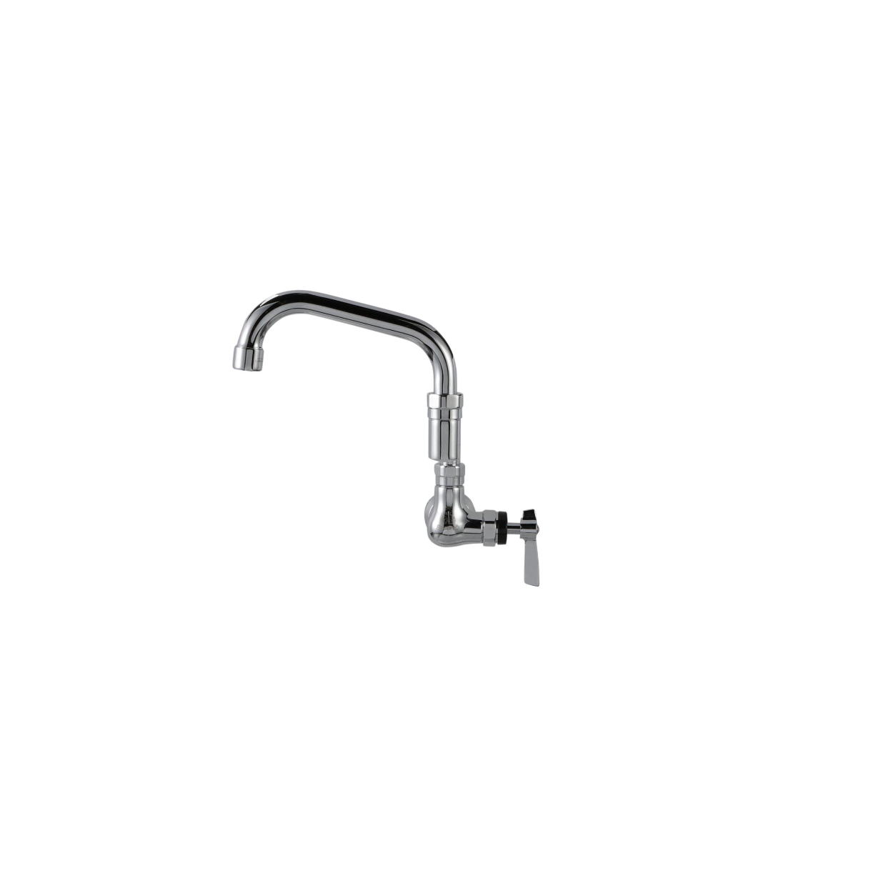 Encore® Brass Chrome Plated Single Wall Mount Faucet Ceramic Valves with Double Jointed 18" Swivel Spout and Pot Filler End