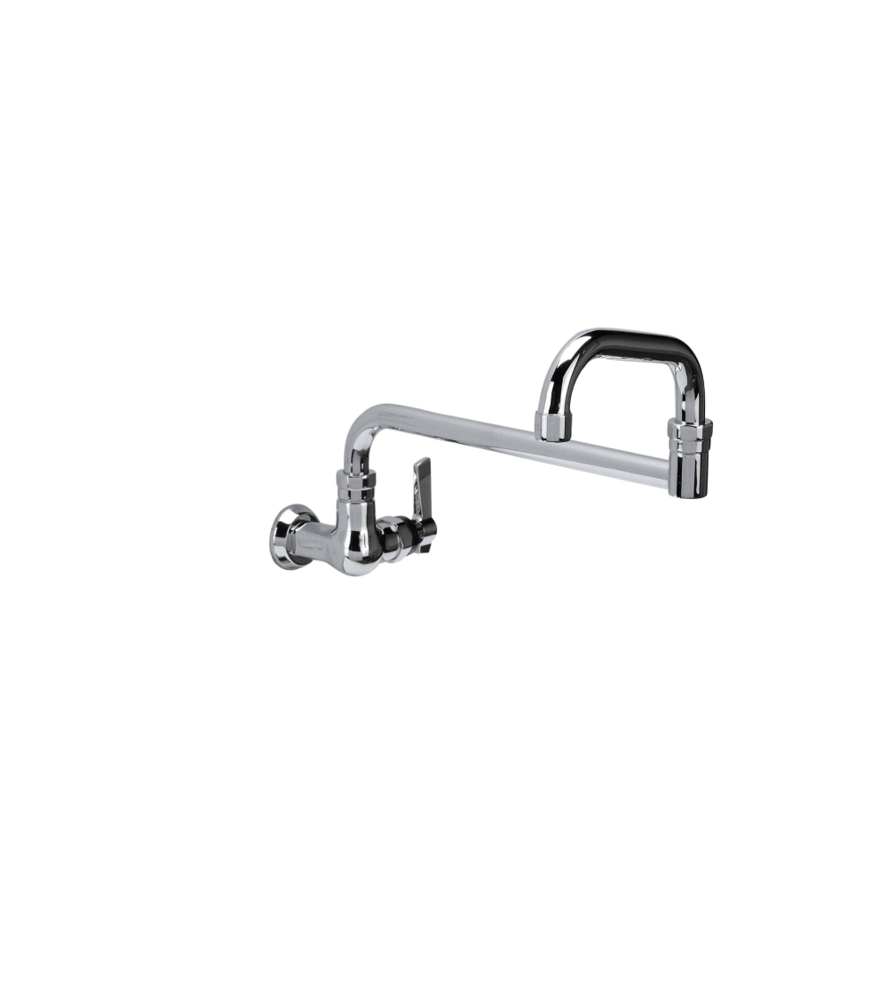 Encore® Brass Chrome Plated Single Wall Mount Faucet Ceramic Valves with Double Jointed 18" Swivel Spout