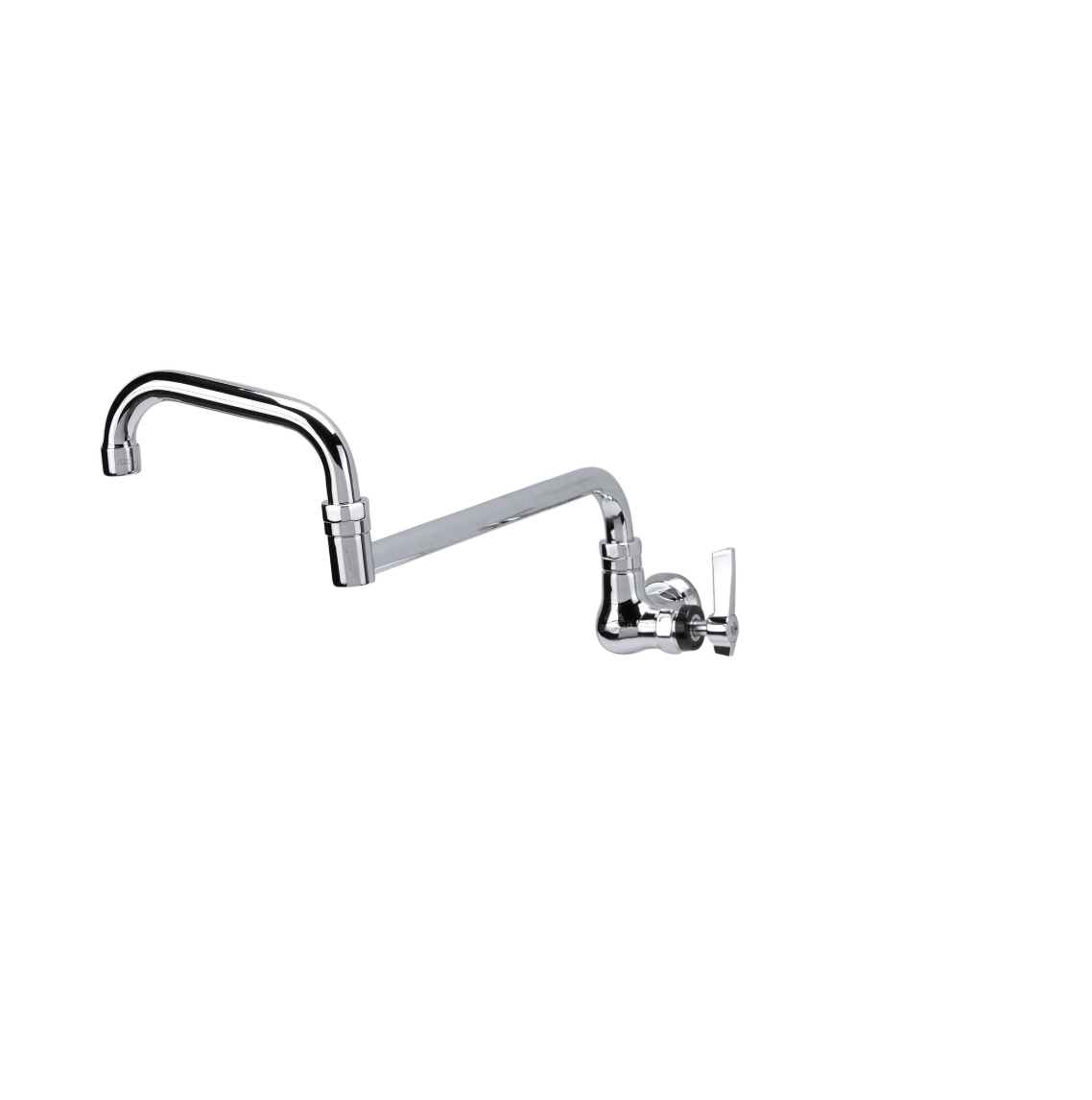 Encore® Brass Chrome Plated Single Wall Mount Faucet Ceramic Valves with Double Jointed 18" Swivel Spout