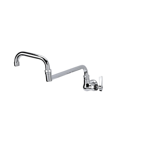 Encore® Brass Chrome Plated Single Wall Mount Faucet Ceramic Valves with Double Jointed 18" Swivel Spout