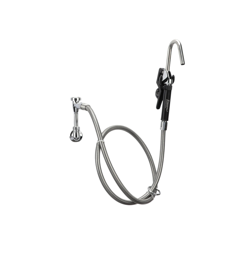 Encore® Brass Chrome Plated Single Wall Mount Pot Filler Assembly with 72" Hose with Vacuum Breaker