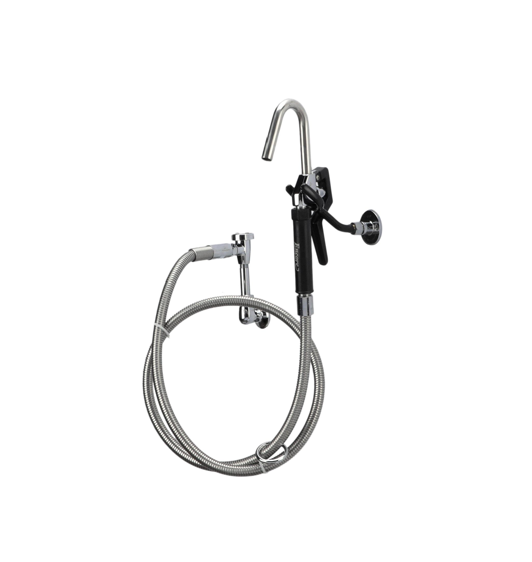 Encore® Brass Chrome Plated Single Wall Mount Pot Filler Assembly with 72" Hose with Vacuum Breaker