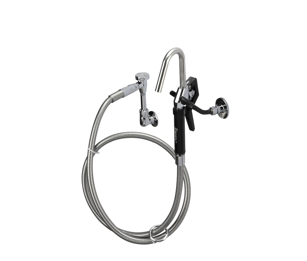 Encore® Brass Chrome Plated Single Wall Mount Pot Filler Assembly with 72" Hose with Vacuum Breaker