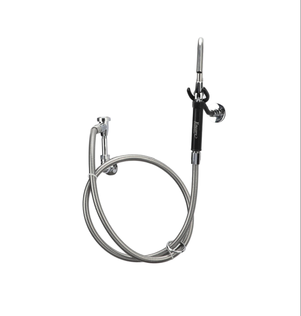 Encore® Brass Chrome Plated Single Wall Mount Pot Filler Assembly with 72" Hose with Vacuum Breaker