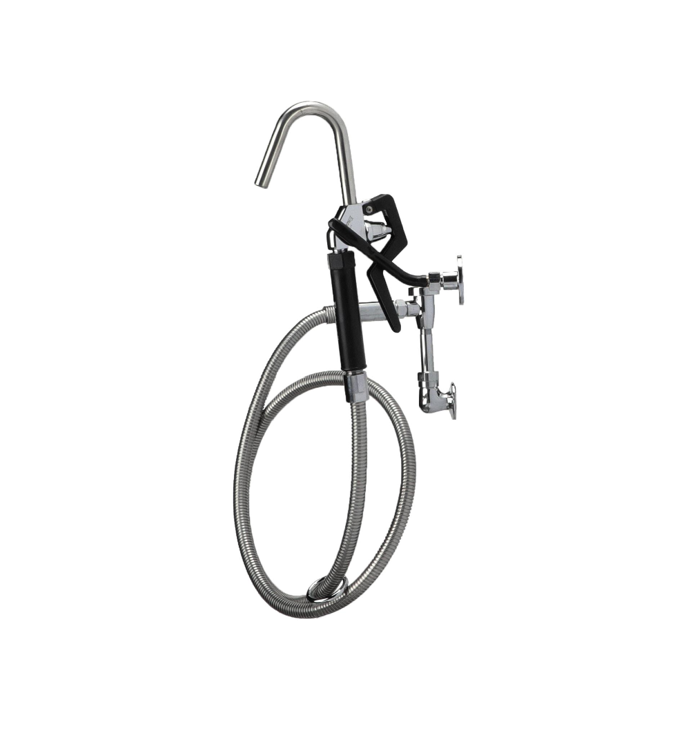 Encore® Brass Chrome Plated Single Wall Mount Pot Filler Assembly with 72" Hose with Vacuum Breaker