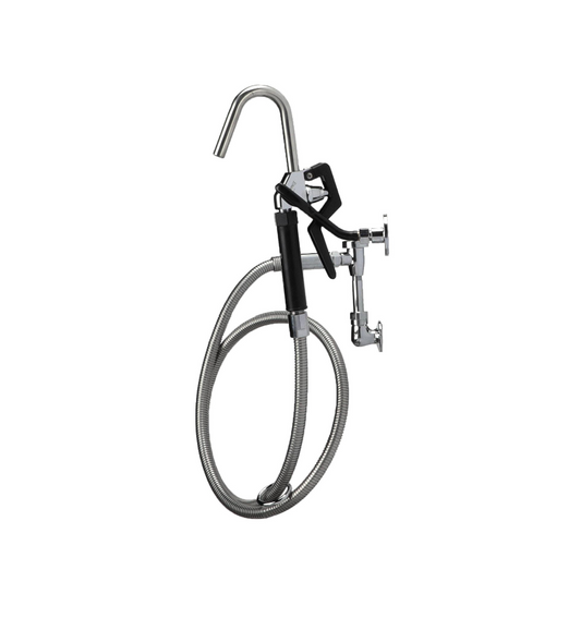 Encore® Brass Chrome Plated Single Wall Mount Pot Filler Assembly with 72" Hose with Vacuum Breaker