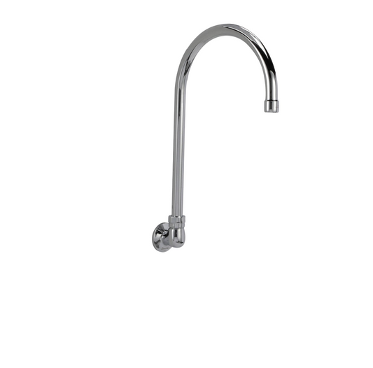 Encore® Brass Chrome Plated Wall Mount Spout Base with 8-1/2" Gooseneck Spout