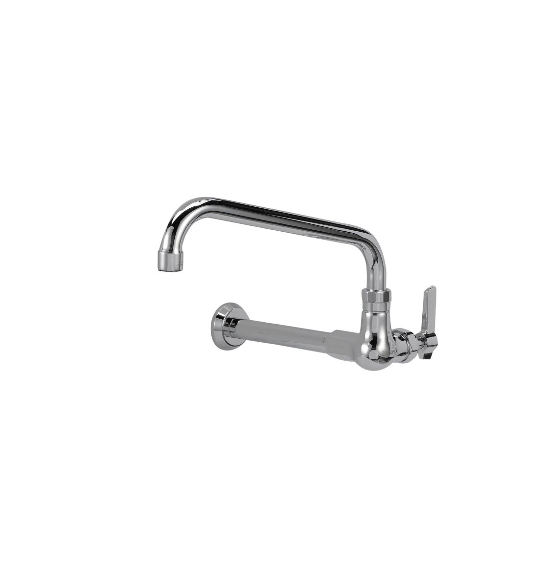 Encore® Brass Chrome Plated Single Wall Mount Wok Range Faucet with 12" Swivel Spout and Lever Handles