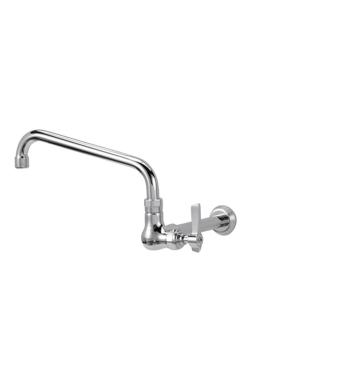Encore® Brass Chrome Plated Single Wall Mount Wok Range Faucet with 12" Swivel Spout and Lever Handles