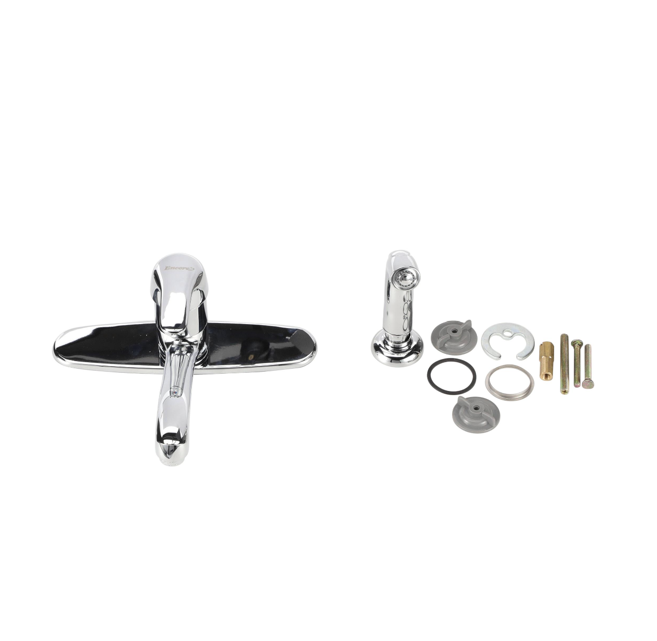Encore® Single Handle Deck Mount Faucet 10" Cast Spout with Side Sprayer