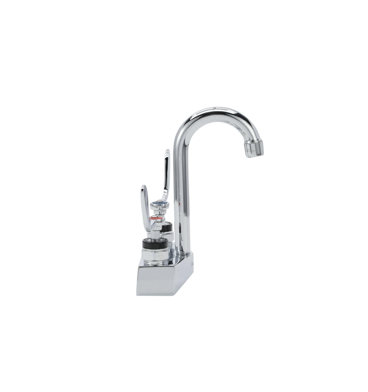 Encore® Brass Chrome Plated 4" OC Centerset Deck Mount Faucet with 3-1/2" Rigid Gooseneck Spout and 4" Wrist Blade Handles