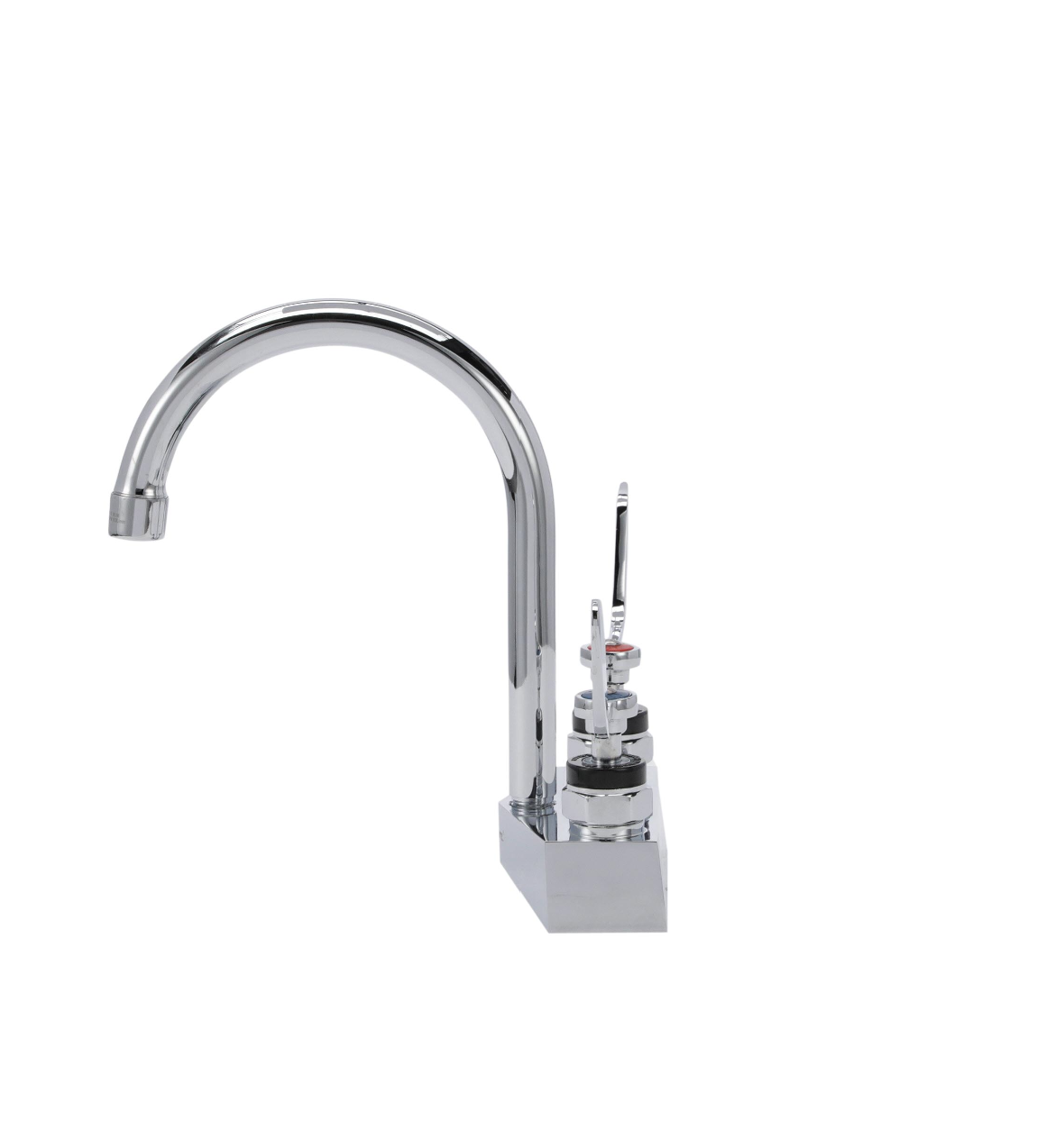 Encore® Brass Chrome Plated 4" OC Centerset Deck Mount Faucet with 6" Rigid Gooseneck Spout and 4" Wrist Blade Handles