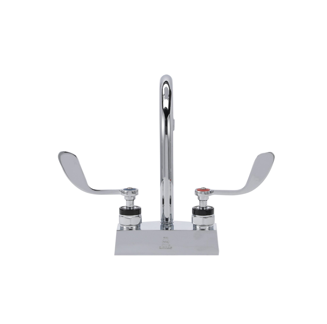 Encore® Brass Chrome Plated 4" OC Centerset Deck Mount Faucet with 6" Rigid Gooseneck Spout and 4" Wrist Blade Handles