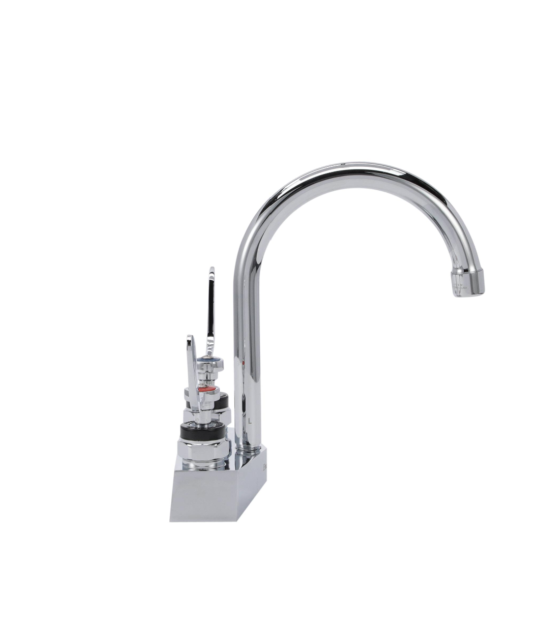 Encore® Brass Chrome Plated 4" OC Centerset Deck Mount Faucet with 6" Rigid Gooseneck Spout and 4" Wrist Blade Handles