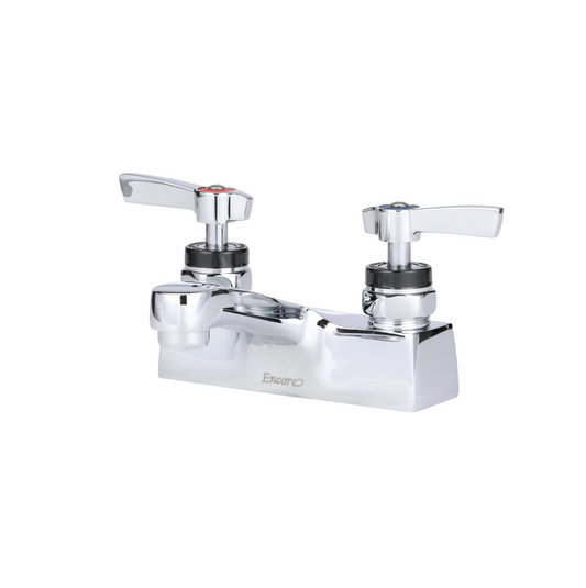 Encore® Brass Chrome Plated 4" OC Centerset Deck Mount Faucet with 4" Cast Spout Spout