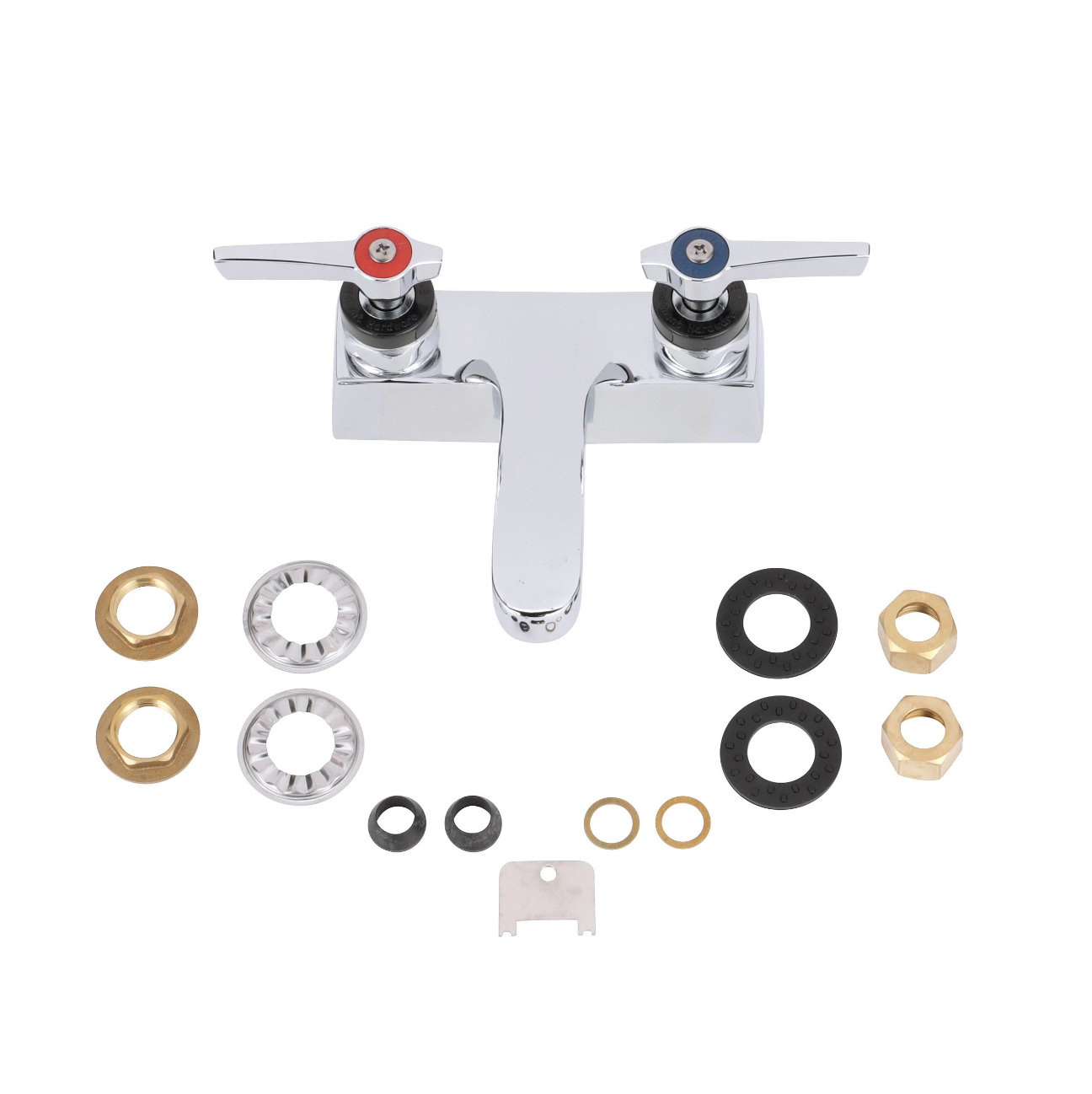 Encore® Brass Chrome Plated 4" OC Centerset Deck Mount Faucet with 4" Cast Spout Spout