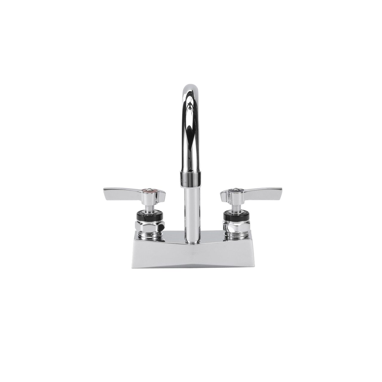Encore® Brass Chrome Plated 4" OC Deck Mount Faucet Ceramic Valves with 6" Rigid Gooseneck Spout