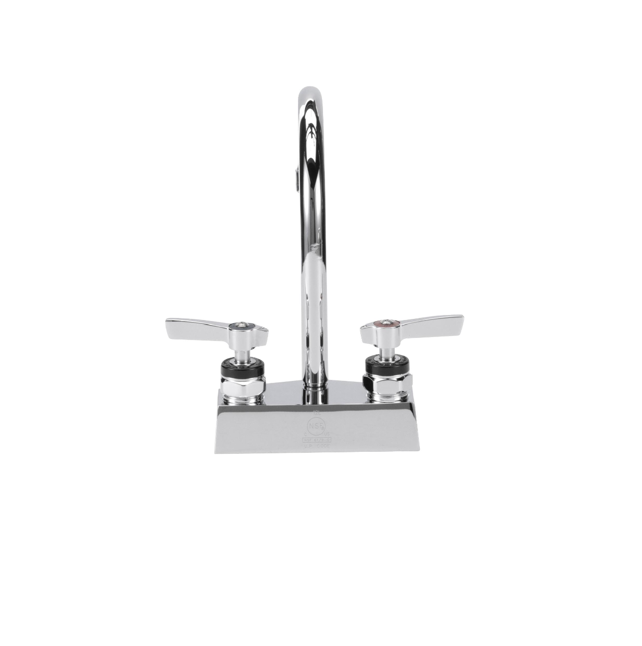 Encore® Brass Chrome Plated 4" OC Deck Mount Faucet Ceramic Valves with 6" Rigid Gooseneck Spout