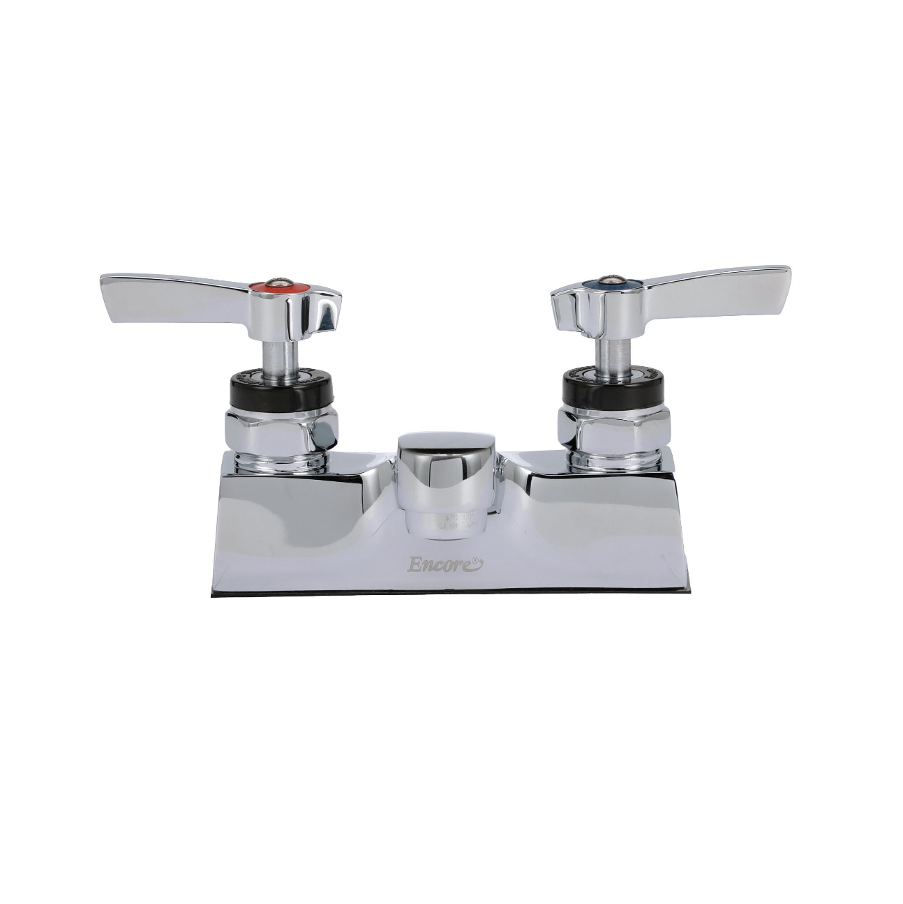 Encore® Brass Chrome Plated 4" OC Centerset Deck Mount Faucet Ceramic Valves with 4" Cast Spout Spout