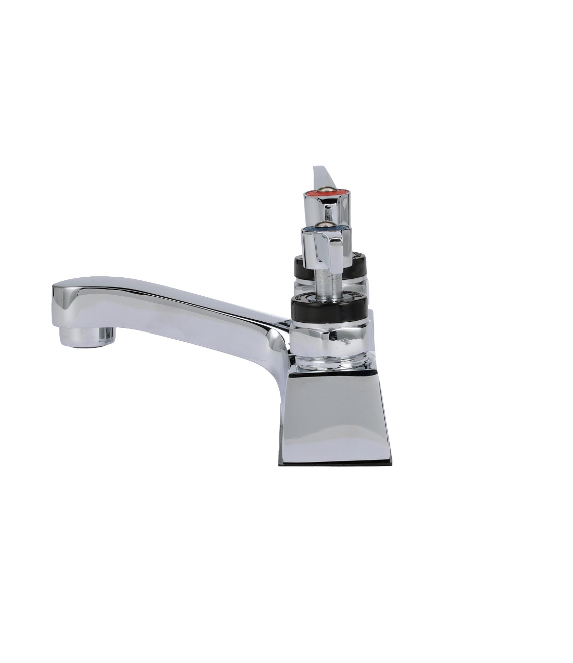 Encore® Brass Chrome Plated 4" OC Centerset Deck Mount Faucet Ceramic Valves with 4" Cast Spout Spout