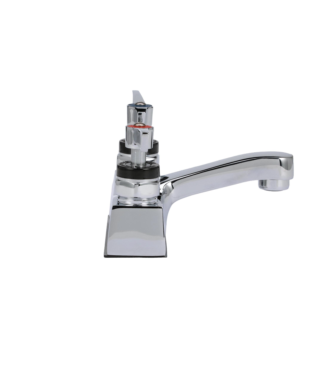 Encore® Brass Chrome Plated 4" OC Centerset Deck Mount Faucet Ceramic Valves with 4" Cast Spout Spout
