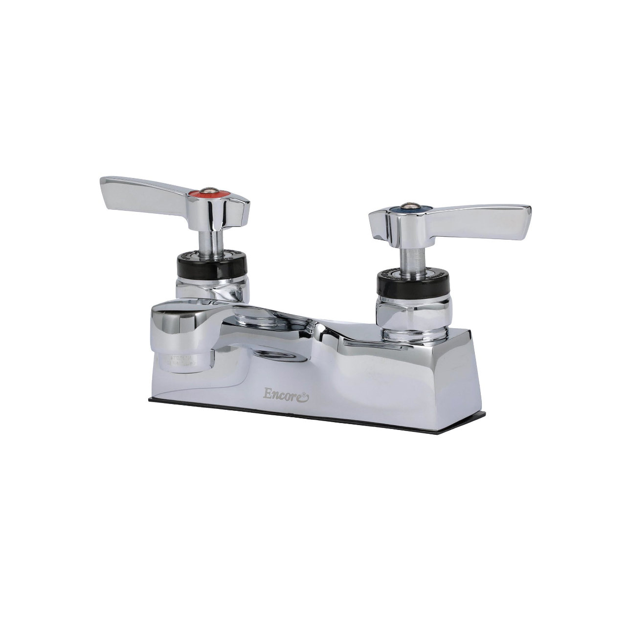 Encore® Brass Chrome Plated 4" OC Centerset Deck Mount Faucet Ceramic Valves with 4" Cast Spout Spout