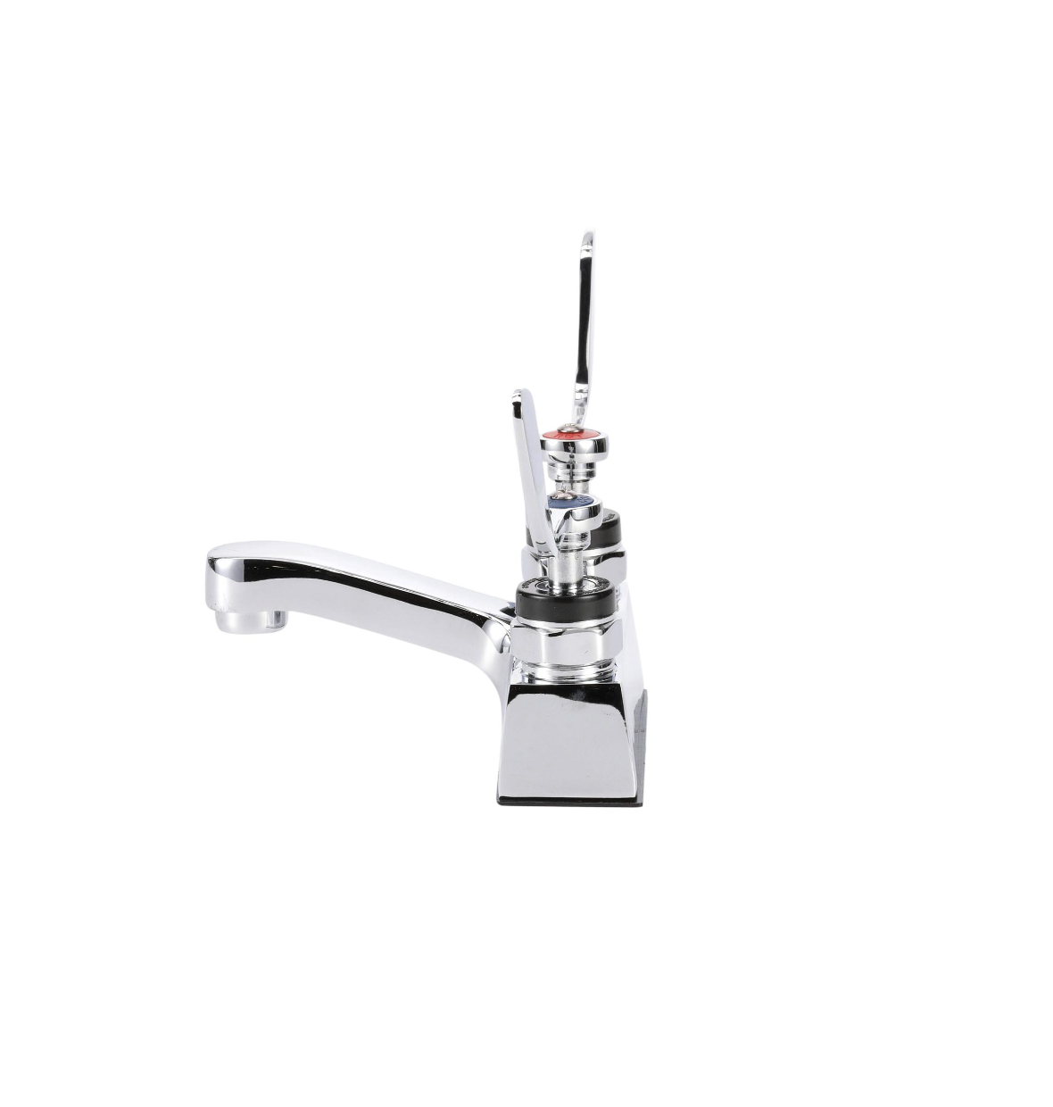 Encore® Brass Chrome Plated 4" OC Centerset Deck Mount Faucet Ceramic Valves with 4" Cast Spout Spout 4" Wrist Blade Handles