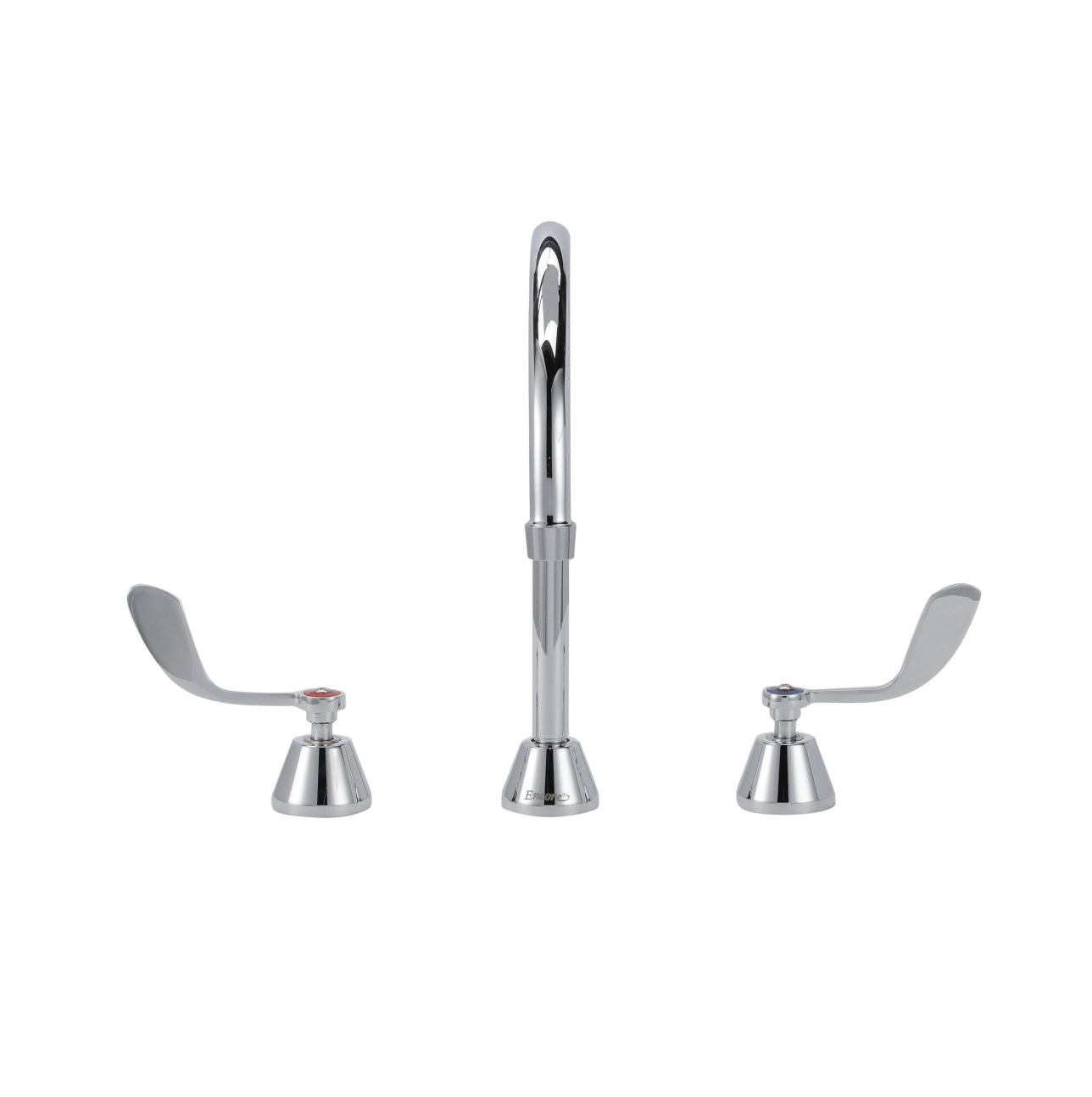 Encore® Adjustable Widespread Deck Mount Faucet Ceramic Valves with Rigid 8-1/2" Gooseneck Spout and 4" Wrist Blade Handles