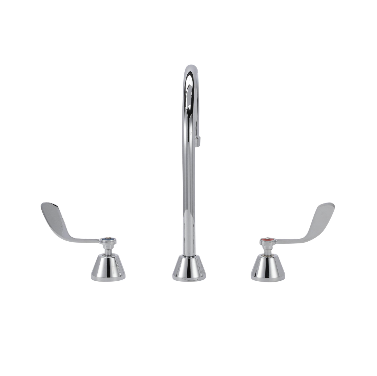 Encore® Adjustable Widespread Deck Mount Faucet Ceramic Valves with Rigid 8-1/2" Gooseneck Spout and 4" Wrist Blade Handles