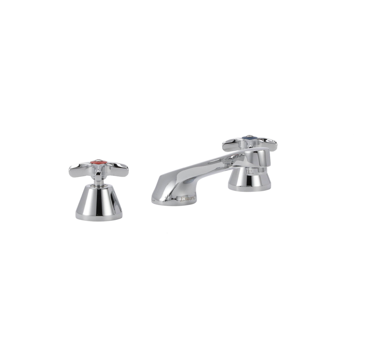 Encore® Adjustable Widespread Deck Mount Faucet Ceramic Valves POP Up Hole with 5" Cast Spout and Cross Handles