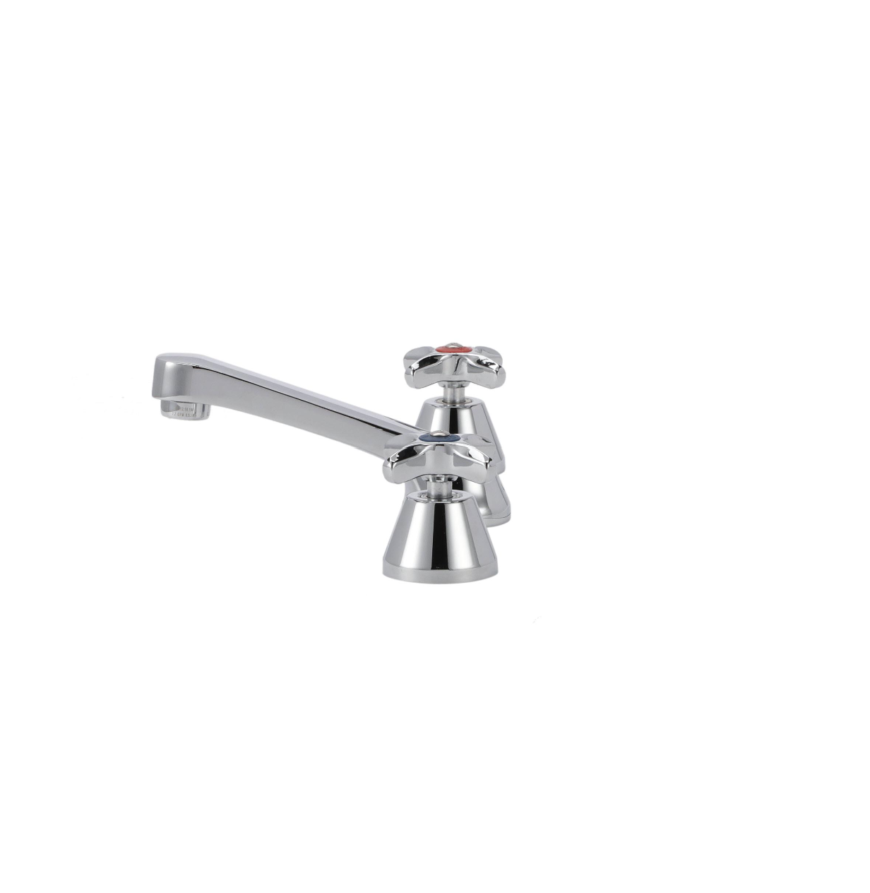 Encore® Adjustable Widespread Deck Mount Faucet Ceramic Valves POP Up Hole with 5" Cast Spout and Cross Handles