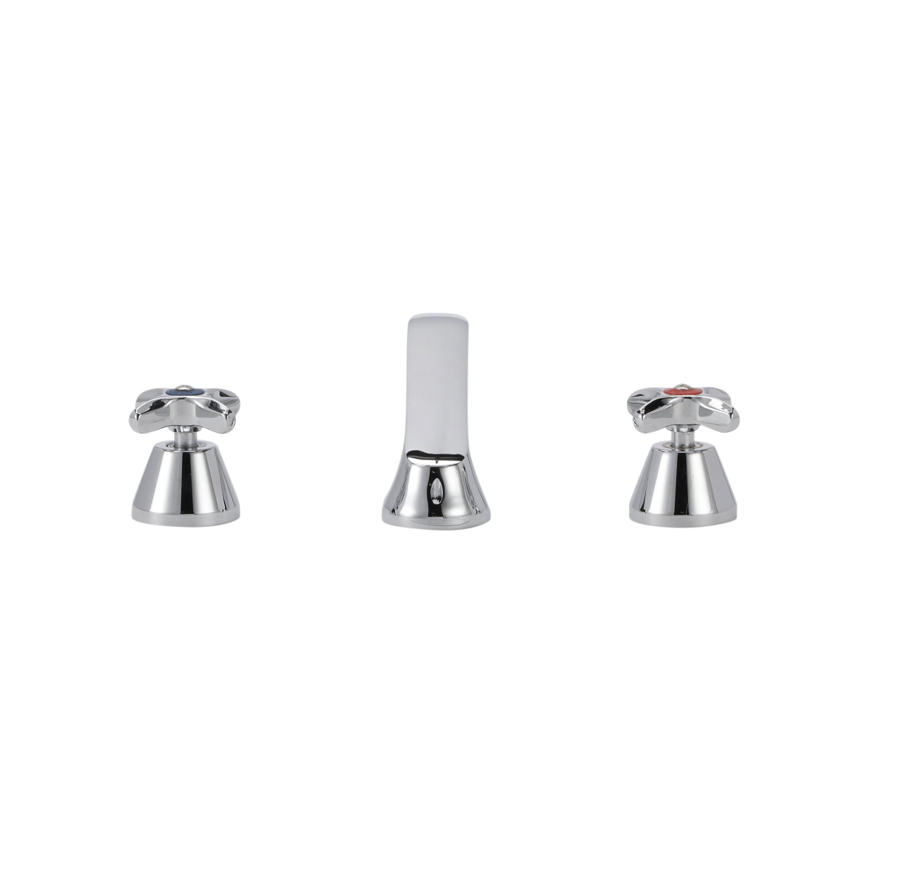 Encore® Adjustable Widespread Deck Mount Faucet Ceramic Valves POP Up Hole with 5" Cast Spout and Cross Handles