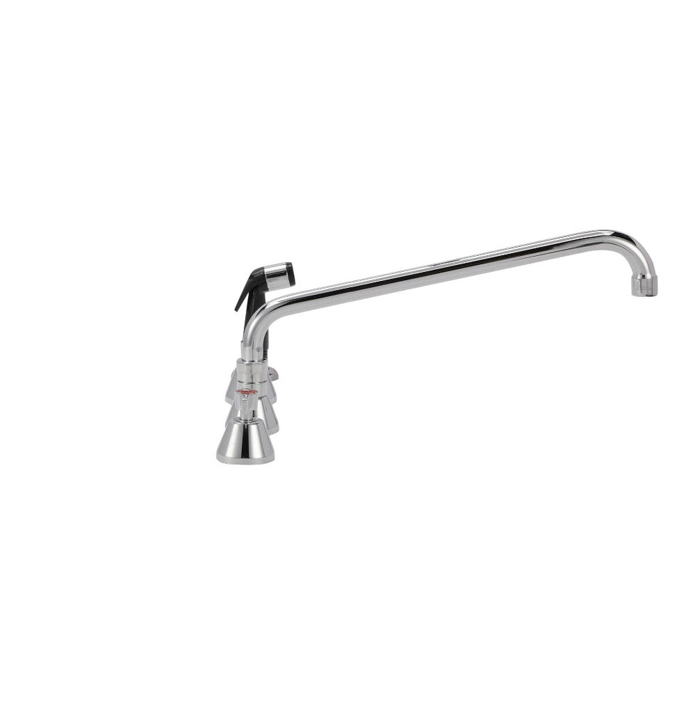 Encore® Adjustable Widespread Deck Mount Faucet Ceramic Valves with Swivel 14" Spout and Side Spray