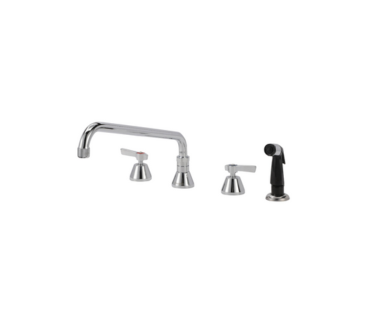 Encore® Adjustable Widespread Deck Mount Faucet Ceramic Valves with Swivel 14" Spout and Side Spray