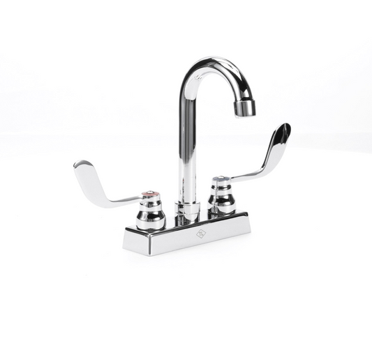TOP-LINE® 4" OC Deck Mount Faucet Ceramic Valves 4" Wrist Blade Handles with 3-1/2" Swivel Gooseneck Spout