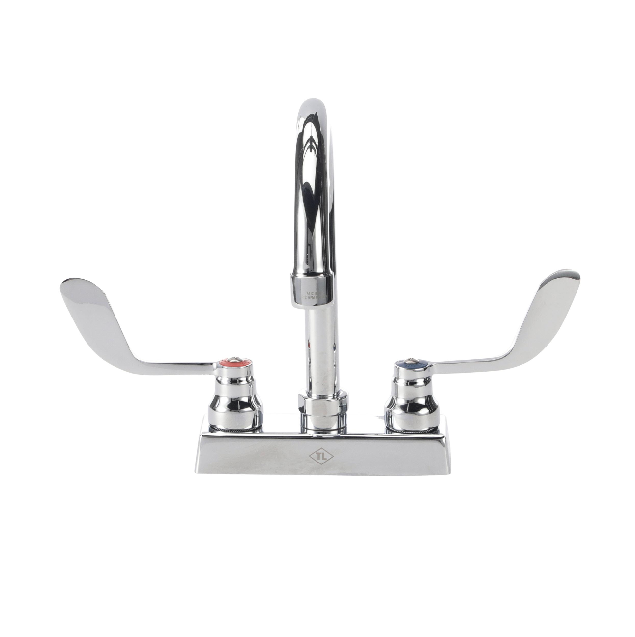 TOP-LINE® 4" OC Deck Mount Faucet Ceramic Valves 4" Wrist Blade Handles with 6" Swivel Gooseneck Spout