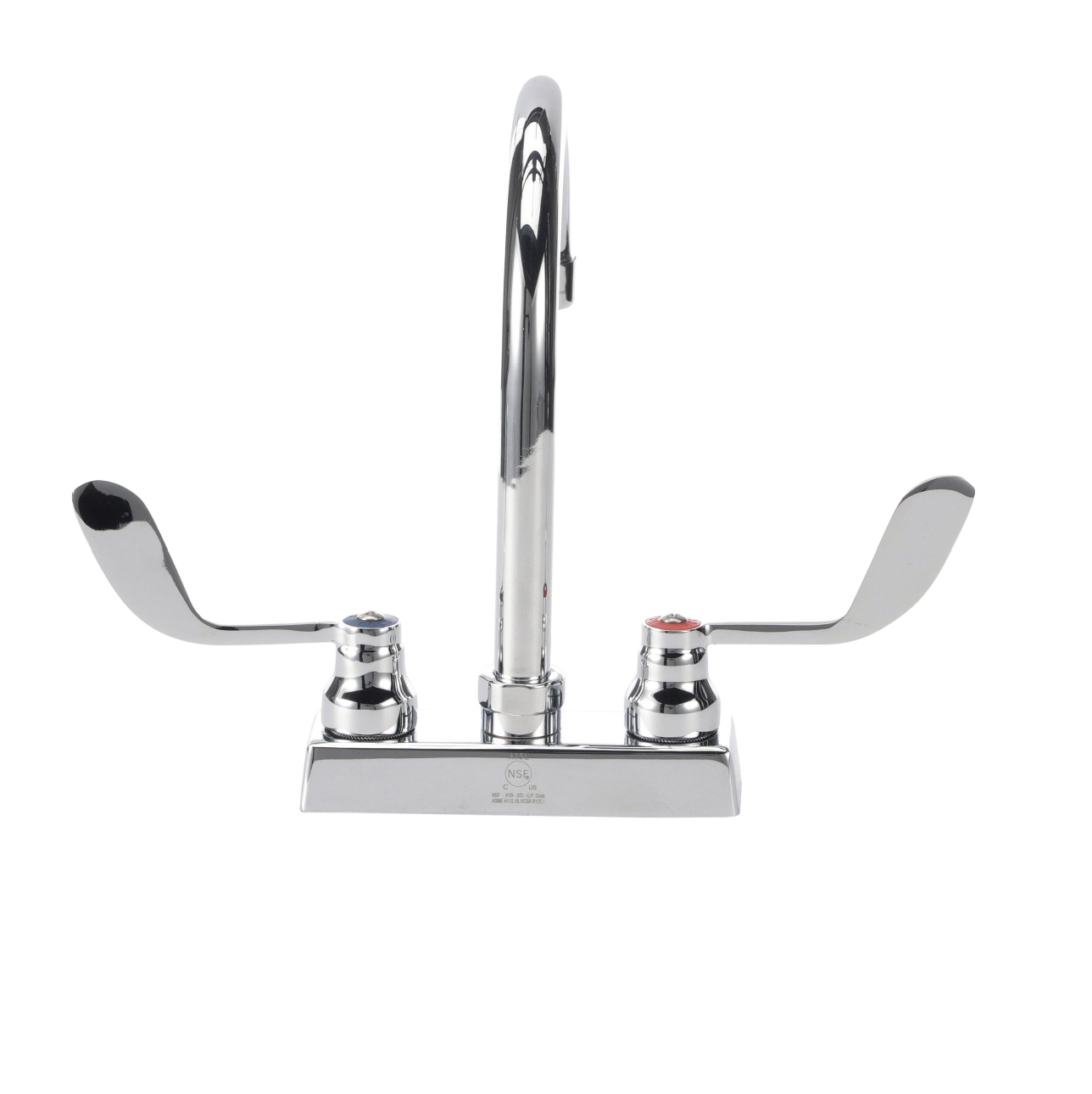 TOP-LINE® 4" OC Deck Mount Faucet Ceramic Valves 4" Wrist Blade Handles with 6" Swivel Gooseneck Spout