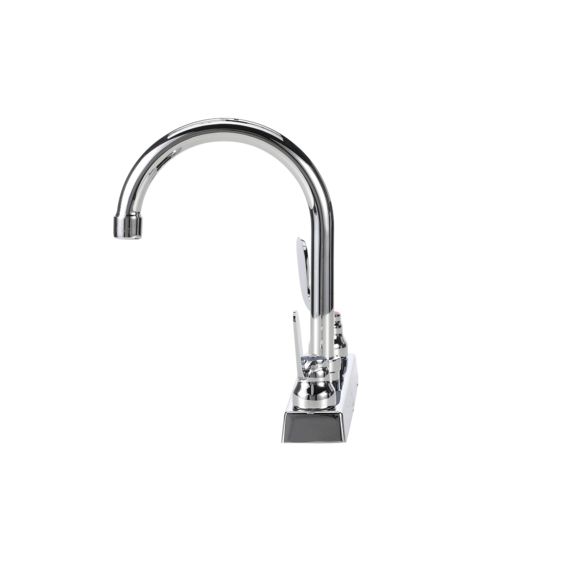 TOP-LINE® 8" OC Deck Mount Faucet Ceramic Valves 4" Wrist Blade Handles with 6" Swivel Gooseneck Spout