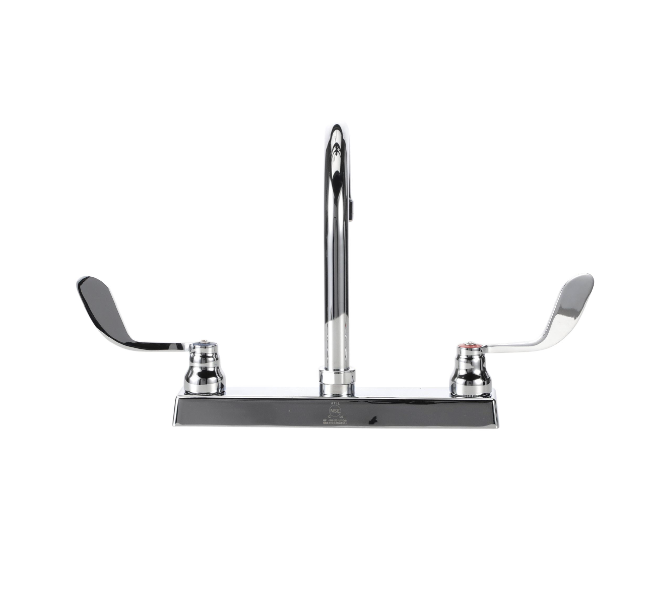 TOP-LINE® 8" OC Deck Mount Faucet Ceramic Valves 4" Wrist Blade Handles with 6" Swivel Gooseneck Spout