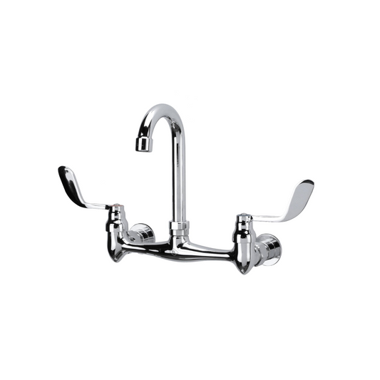 TOP-LINE® 8" OC Wall Mount Faucet 4" Wrist Blade Handles with 3-1/2" Gooseneck Spout