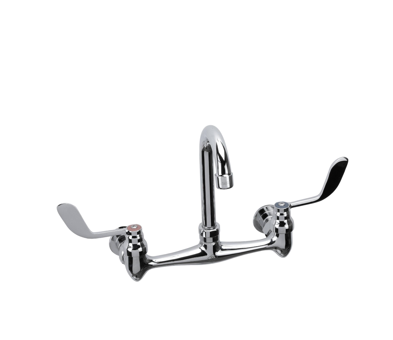 TOP-LINE® 8" OC Wall Mount Faucet 4" Wrist Blade Handles with 3-1/2" Gooseneck Spout