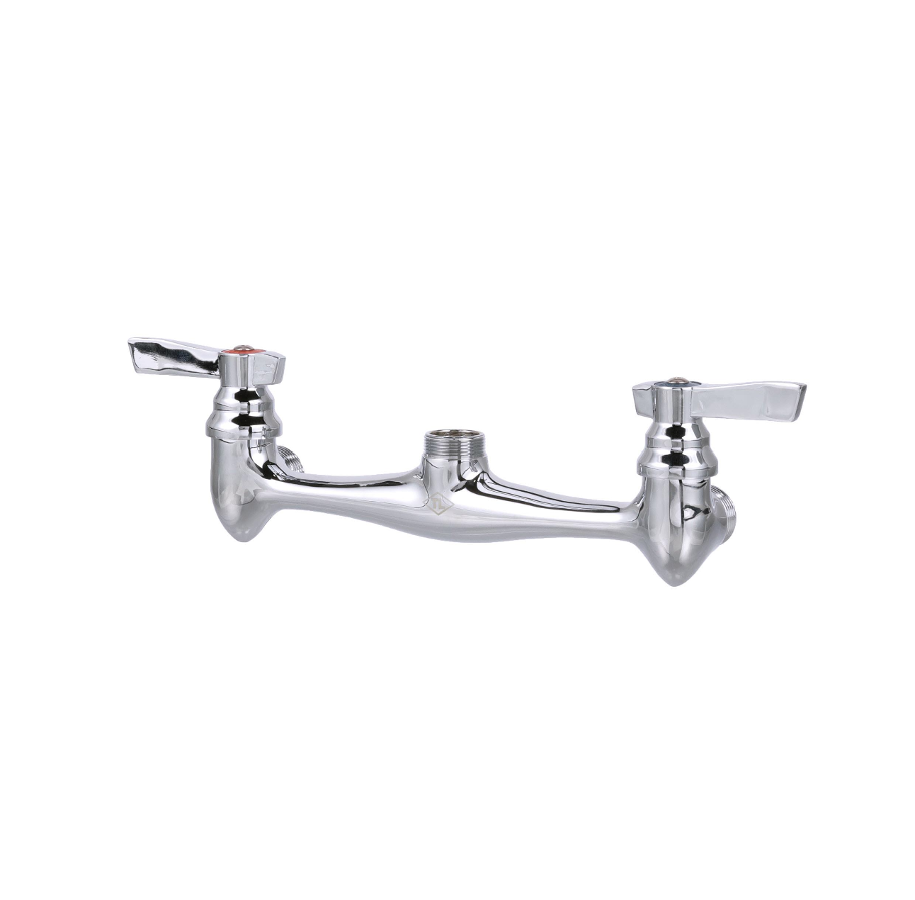 TOP-LINE® Faucet Body, Wall Mount, 8" (203mm) O.C., Full Turn Compression Valves, Lever Handles, Check Valves