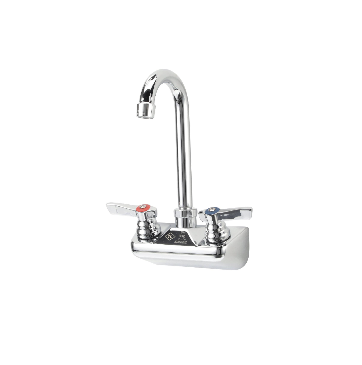 TOP-LINE® 4" OC Wall Mount Faucet Ceramic Valves with 3-1/2" Rigid Gooseneck Spout