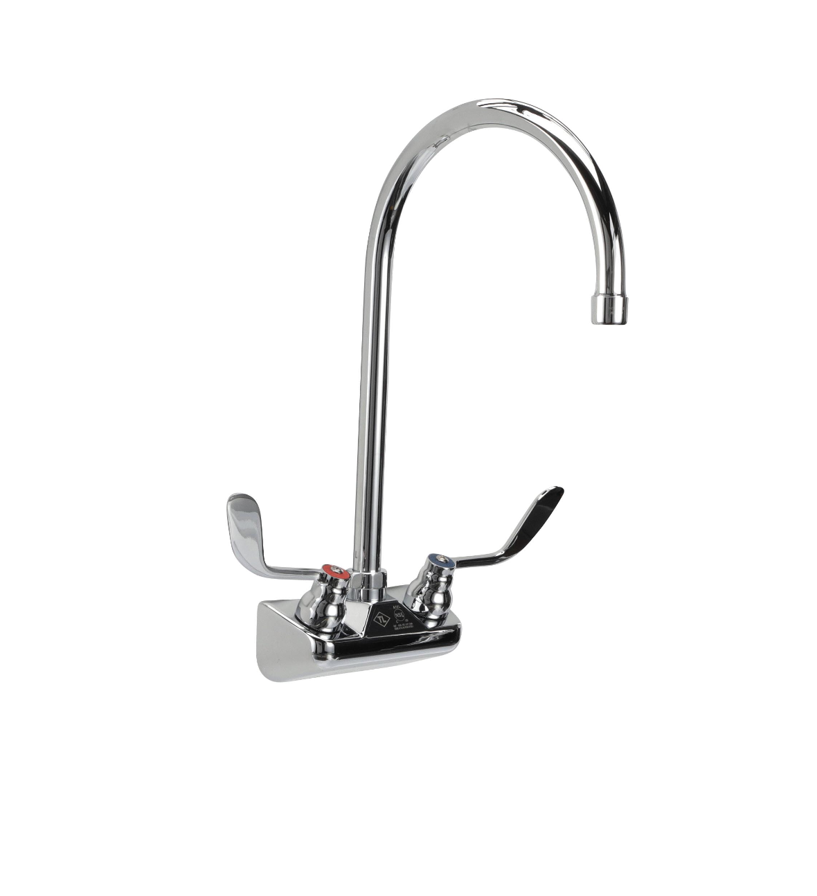 TOP-LINE® 4" OC Wall Mount Faucet Ceramic Valves with 8-1/2" Swivel Gooseneck Spout and 4" Wrist Blade Handles