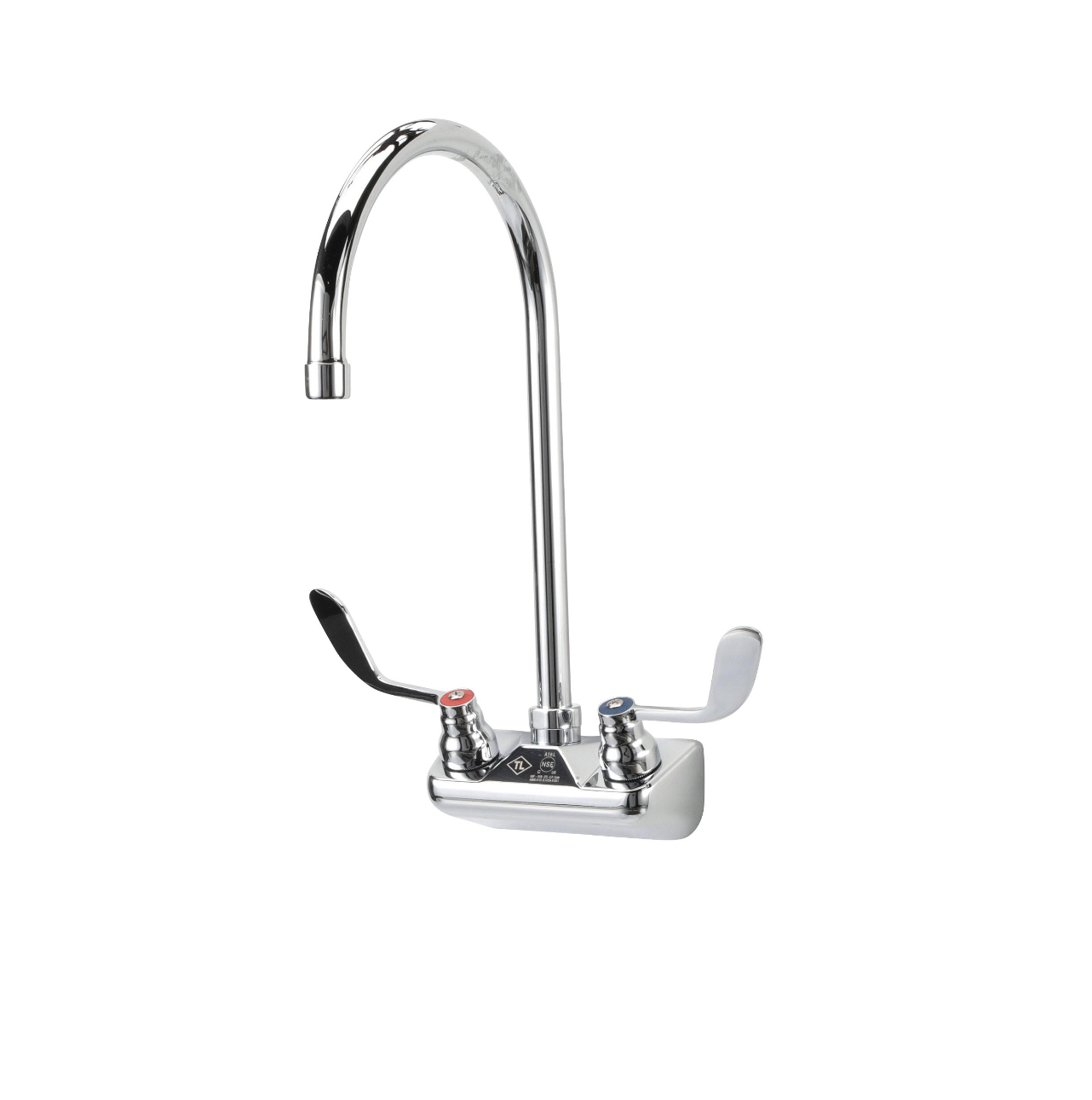 TOP-LINE® 4" OC Wall Mount Faucet Ceramic Valves with 8-1/2" Swivel Gooseneck Spout and 4" Wrist Blade Handles